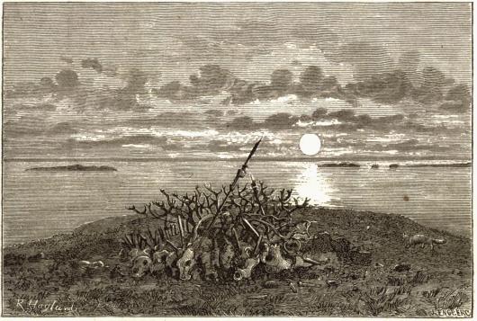 Offerhoug paa Waigatsch-Øen.<bEfter Tegning af <span class= Offerhoug paa Waigatsch-Øen.<bEfter Tegning af <span class=