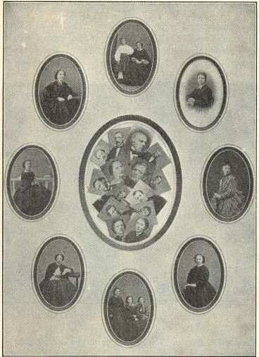 Ett gammalt familjeporträtt.<bErik Magnus Waldenström och hans maka, Margareta, sönerna jämte en måg (lantmätare Selling), döttrarna och alla sonhustrurna.