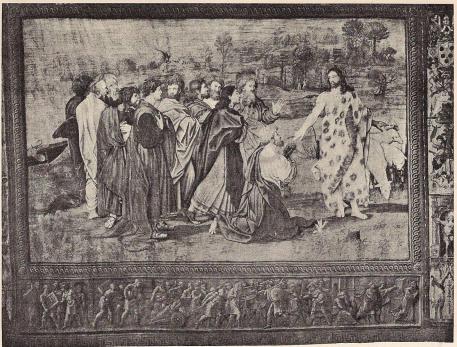 Fig. 46. "Föd mina får!", vävnad (Vatikanen).