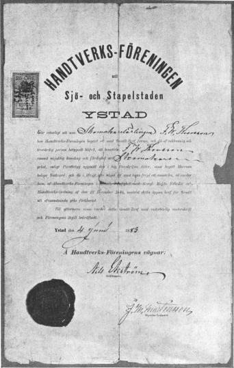 Thorssons gesällbrev.