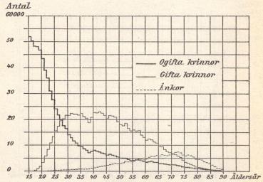 VI. Fördelningen i civilstånd år 1906: kvinnorna.