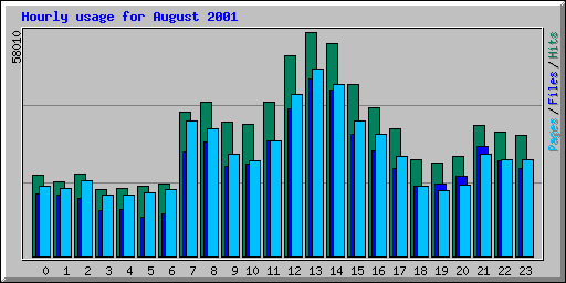 Hourly usage for August 2001