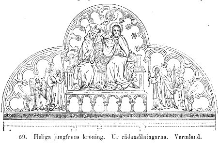 59. Heliga jungfruns
kröning. Ur rådamålningarna. Vermland.