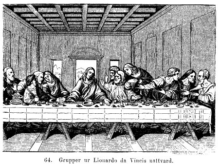 64. Grupper ur Lionardo
da Vincis nattvard.
