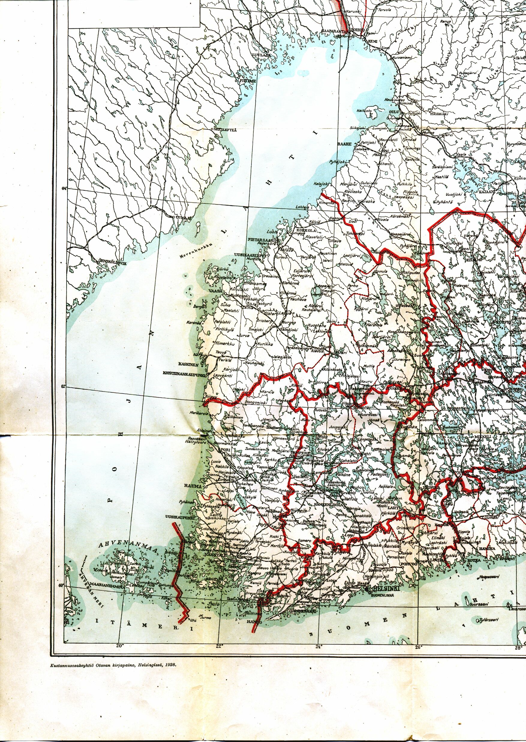 Suomen kartta (3/4) (Pieni Tietosanakirja / IV. San Remo - Öölanti)