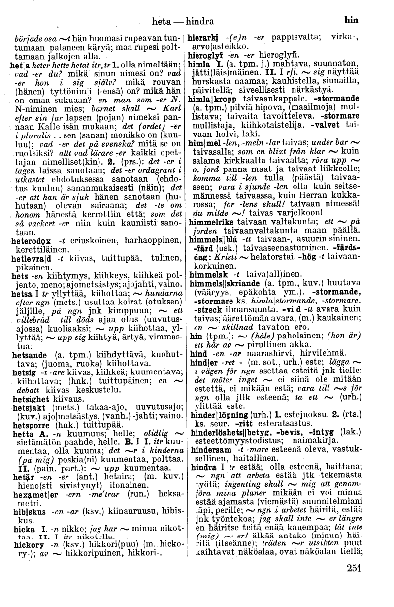 251 (Ruotsalais-suomalainen sanakirja : Svensk-finsk ordbok)