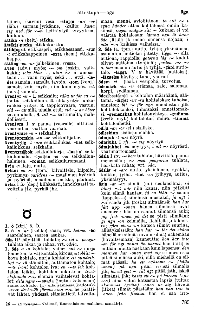 785 (Ruotsalais-suomalainen sanakirja : Svensk-finsk ordbok)