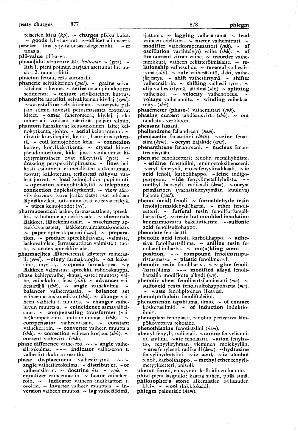 877-878 (Englantilais-suomalainen tekniikan ja kaupan sanakirja)