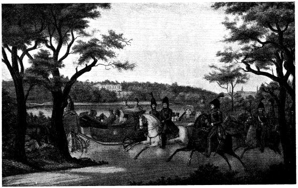 Kungliga familjen under en promenad i vagn (1836).
